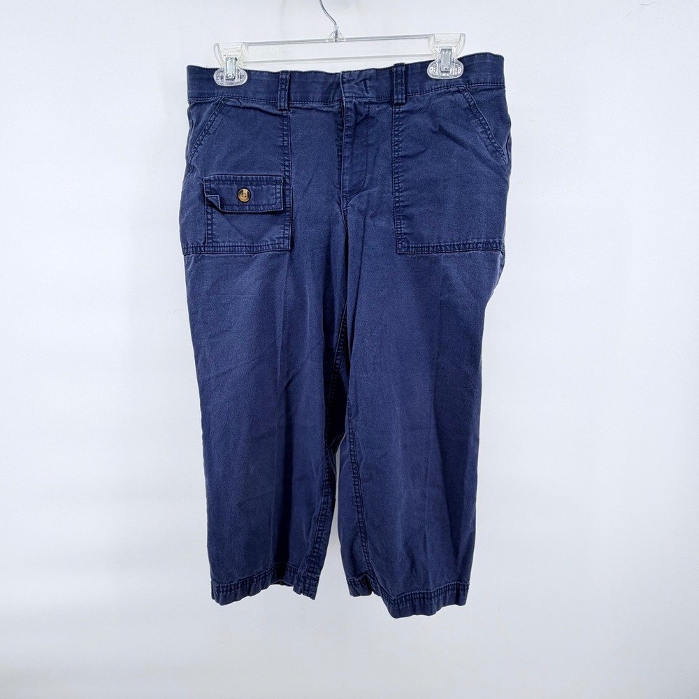 Dockers Cargo Capri Pants Womens 6 Navy Blue Cropped Pocket Stretch Chino
